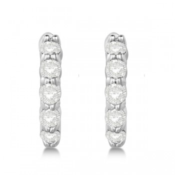 Hinged Hoop Diamond Huggie Style Earrings 14k White Gold (0.50ct)