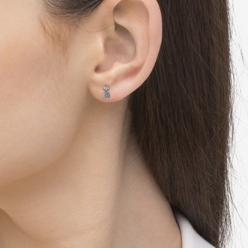 Pineapple Fashion Stud Earrings 14k White Gold