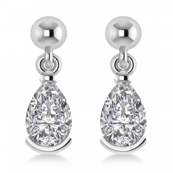 Lab Grown Diamond Dangling Pear Earrings 14k White Gold (2.00ct)