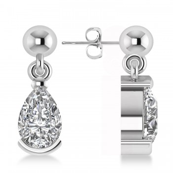 Lab Grown Diamond Dangling Pear Earrings 14k White Gold (2.00ct)