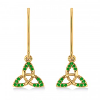 Tzavorite Celtic Knot Dangle Earrings 14k Yellow Gold (0.15ct)