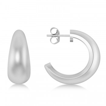 J Hoops Tusk Earrings 14K White Gold