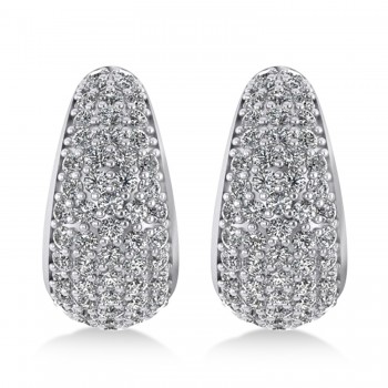 Diamond J Hoops Tusk Earrings 14K White Gold (1.10ct)