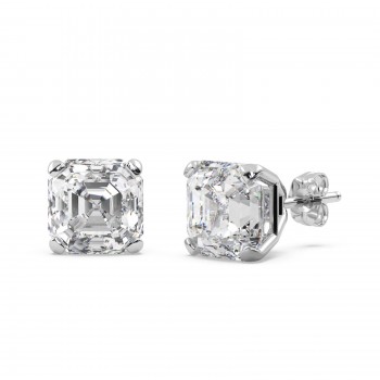 1.00ct. Asscher-Cut Diamond Stud Earrings 14kt White Gold (H, SI1-SI2)