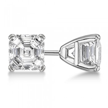 1.00ct. Asscher-Cut Lab Diamond Stud Earrings 14kt White Gold (F-G, VS1)