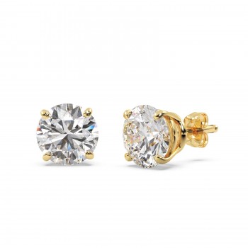 1.00ct. 4-Prong Basket Lab Diamond Stud Earrings 14kt Yellow Gold (F-G, VS1)