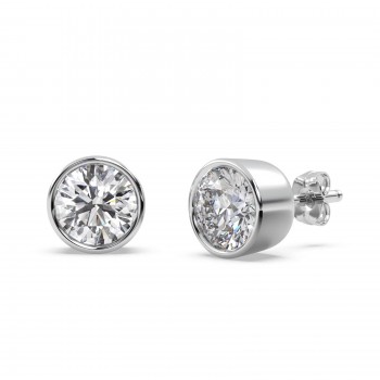 3.00ct. Bezel Set Diamond Stud Earrings 14kt White Gold (H-I, SI2-SI3)