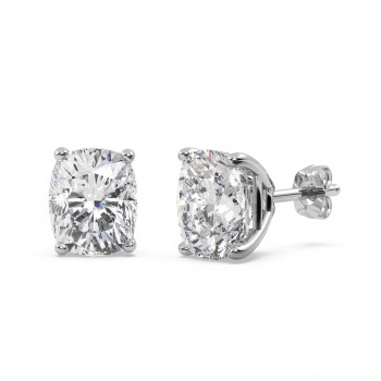 0.75ct. Cushion-Cut Moissanite Stud Earrings 14kt White Gold (F-G, VVS1)