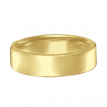 Dome Comfort Fit Wedding Ring Men's European Band 14k Yellow Gold (5mm)