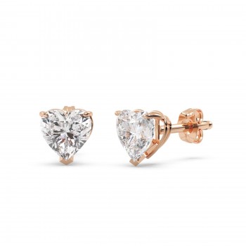 1.00ct Heart-Cut Diamond Stud Earrings 14kt Rose Gold (H, SI1-SI2)