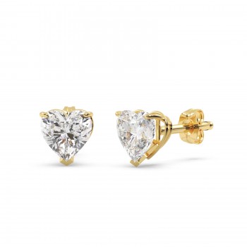 0.50ct Heart-Cut Diamond Stud Earrings 14kt Yellow Gold (H, SI1-SI2)
