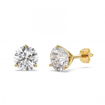 0.50ct. 3-Prong Martini Diamond Stud Earrings 14kt Yellow Gold (H, SI1-SI2)