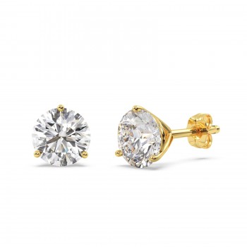 3.00ct. 3-Prong Martini Diamond Stud Earrings 18kt Yellow Gold (G-H, VS2-SI1)