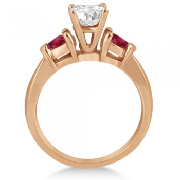 Pear Cut Three Stone Ruby Engagement Ring 14k Rose Gold (0.50ct)