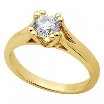 Double Prong Trellis Engagement Ring Setting in 18k Yellow Gold