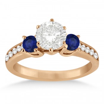 Three-Stone Sapphire & Lab Diamond Engagement Ring 18k Rose Gold (0.60ct)
