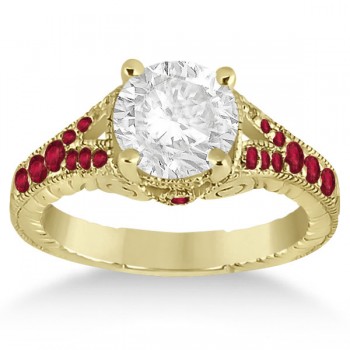 Antique Style Art Deco Ruby Engagement Ring 18k Yellow Gold (0.33ct)
