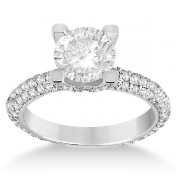 Eternity Pave Set Trio Lab Grown Diamond Engagement Ring 18k White Gold (0.88ct)