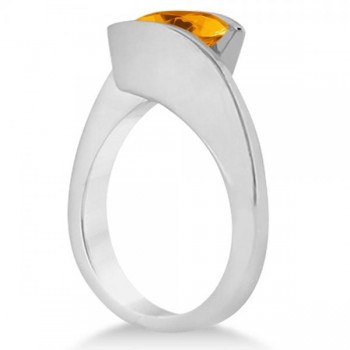 Tension Set Solitaire Citrine Engagement Ring 14k White Gold 1.00ct