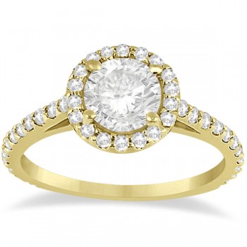 Halo Diamond Cathedral Engagement Ring Setting 14k Yellow Gold (0.64ct)