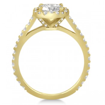 Halo Diamond Cathedral Engagement Ring Setting 14k Yellow Gold (0.64ct)