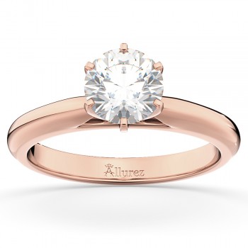 Six-Prong 14k Rose Gold Solitaire Engagement Ring Setting