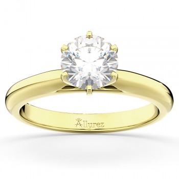 Six-Prong 14k Yellow Gold Solitaire Engagement Ring Setting