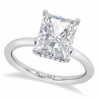 Radiant Cut Moissanite & Lab Grown Diamond Engagement Ring 14K White Gold (3.15ct)