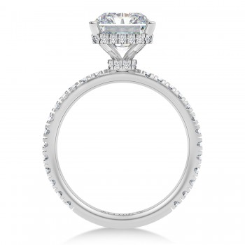Radiant Cut Moissanite & Round Lab Grown Diamond Engagement Ring 14K White Gold (3.60ct)