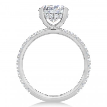 Oval Moissanite & Lab Grown Diamond Engagement Ring 14K White Gold (3.45ct)