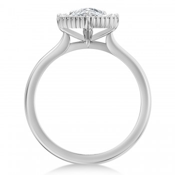 Pear Moissanite & Round Lab Grown Diamond Halo Engagement Ring 14K White Gold (1.82ct)