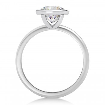 Round Lab Grown Diamond Bezel Engagement Ring 14K White Gold (1.50ct)