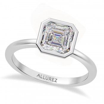 Asscher Lab Grown Diamond Bezel Engagement Ring 14K White Gold (1.19ct) Asscher Lab Grown Diamond Bezel Engagement Ring 14K White Gold (1.19ct)