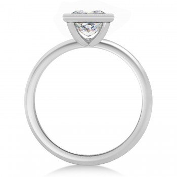Princess Cut Lab Grown Diamond Bezel Engagement Ring 14K White Gold (1.50ct)