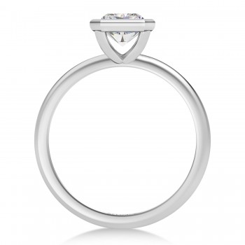 Radiant Cut Lab Grown Diamond Bezel Engagement Ring 14K White Gold (1.50ct)