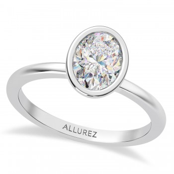 Oval Lab Grown Diamond Bezel Engagement Ring 14K White Gold (1.50ct) Oval Lab Grown Diamond Bezel Engagement Ring 14K White Gold (1.50ct)