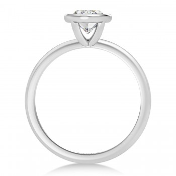 Oval Lab Grown Diamond Bezel Engagement Ring 14K White Gold (1.50ct)
