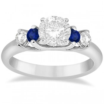 Five Stone Diamond and Sapphire Engagement Ring 18k White Gold (0.50ct)