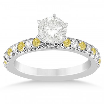 Yellow Diamond & Diamond Bridal Set Setting 18k White Gold 1.14ct