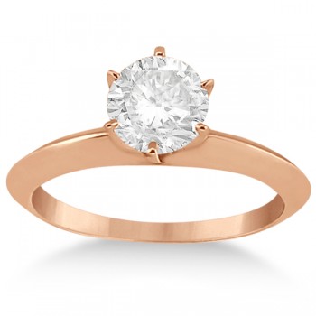 Knife Edge Six-Prong Solitaire Engagement Ring Setting 14k Rose Gold