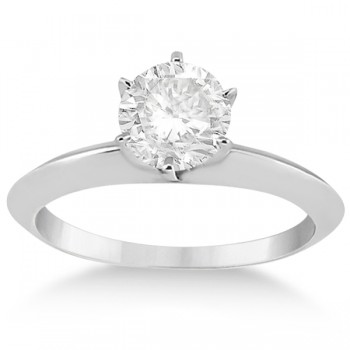 Knife Edge Six-Prong Solitaire Engagement Ring Setting 14k White Gold