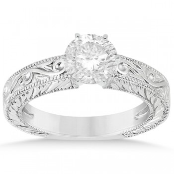 Filigree Designed Solitaire Engagement Ring Setting in Palladium