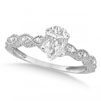 Pear-Cut Antique Lab Grown Diamond Engagement Ring in 14k White Gold (0.75ct)