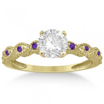 Vintage Marquise Amethyst Engagement Ring 18k Yellow Gold (0.18ct)