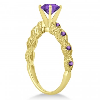 Vintage Style Amethyst Engagement Ring in 18k Yellow Gold (1.18ct)