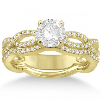 Infinity Diamond Engagement Ring with Band 18k Yellow Gold (0.65ct)