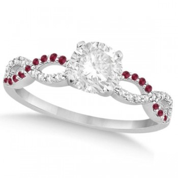 Infinity Round Diamond Ruby Engagement Ring 14k White Gold (1.50ct)