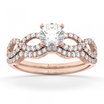 Infinity Twisted Diamond Matching Bridal Set in 14K Rose Gold (0.34ct)