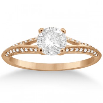 Knife Edge Diamond Engagement Ring 18k Rose Gold Setting (0.18ct)