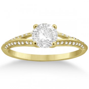 Knife Edge Diamond Engagement Ring 18k Yellow Gold Setting (0.18ct)